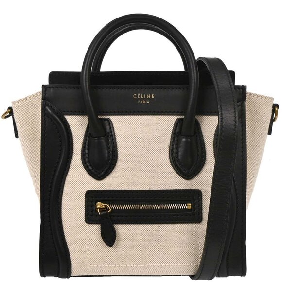 Celine Off-white Canvas Nano Luggage Tote Bag S･ZP･1111 144725 - Picture 1 of 9